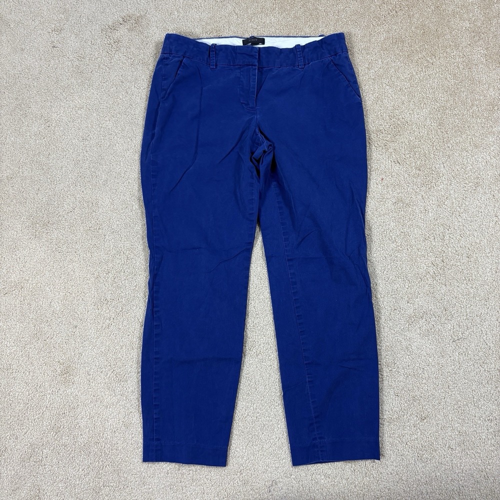 J Crew Cafe Capri Pants Womens 4 Blue Mid Rise Straight Leg Cotton Twill Casual